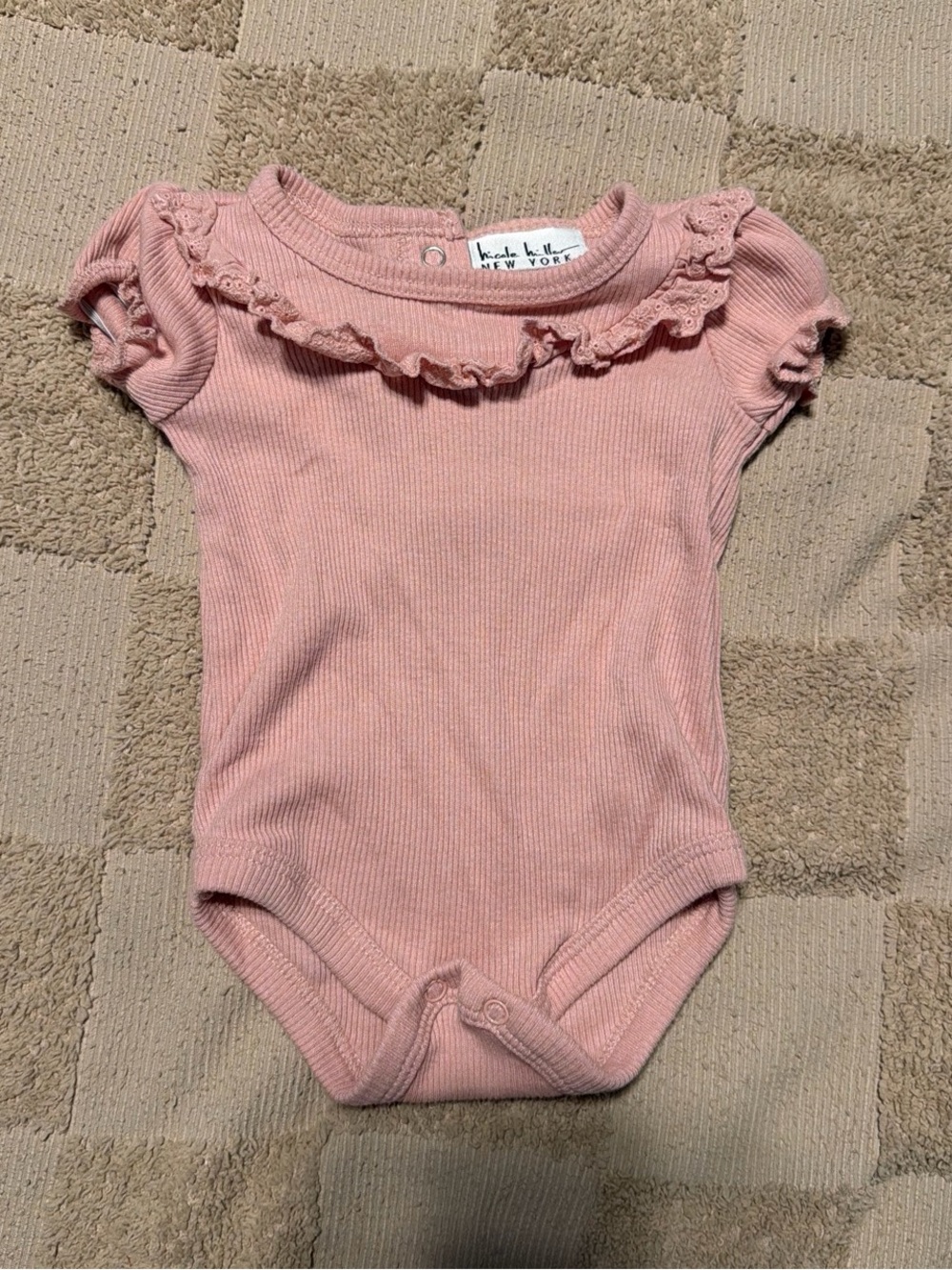 Pink Ribbed Ruffle Bodysuit